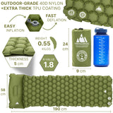 1 x RAW Customer Returns TRINORDIC Inflatable Ultralight Camping Mattress with Pillow - Single Air Mattress, Durable Camping Equipment - Forest Green - RRP €40.33