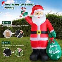 1 x RAW Customer Returns 8FT Inflatable Santa Claus with LED Light, IP44 Waterproof Giant Santa with Crutches and Gift Box, Indoor and Outdoor Light-Up Decoration for Gardens, Lawns and Yards - RRP €89.99