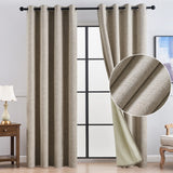 1 x RAW Customer Returns Topfinel Curtain Opaque Curtains with Eyelets Linen Look Blackout Curtains Living Room Curtains Dark Beige Set of 2 W 140 x H160 cm Blackout Curtain - RRP €34.99