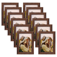 1 x RAW Customer Returns EXYGLO Set of 12 picture frames 10x15 cm, brown photo frame collage for 15x10 cm photos and pictures, dark frame with plexiglass - wall or table display - RRP €30.99