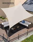 1 x RAW Customer Returns SONGMICS 3 x 4 m Sun Shade Sail, HDPE Fabric Awning, Air and Water Permeable, for Terrace, Garden, Balcony, Camping, Rectangular, Concave, 2 m Ropes, Beige GSS34IVV1 - RRP €29.94