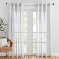 1 x RAW Customer Returns PONY DANCE Bedroom Curtains and Drapes Linen Look Semi-Transparent Window Curtains for Living Room Curtains with Eyelets, Set of 2 H 210 x W 132 cm, Light Grey - RRP €28.95