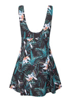 1 x RAW Customer Returns Ecupper Swimsuit Women Elegant One Piece Swimsuit with Chest Padding Swimsuit Dress with Bow Swimsuit Large Size Green Flowers 2XL - RRP €40.33