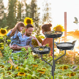 1 x RAW Customer Returns Giyiprpi bird bath bird bath bird basin water drinking trough plug iron, metal bird bath for water trough with 3 bird sculptures, bird bath feeding station for the flower bed or black  - RRP €48.99