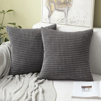 1 x RAW Customer Returns MIULEE Set of 2 Cushion Covers Corduroy Decorative Pillow Case Sofa Cushion Decorative Couch Cushion Cover Soft for Living Room Bedroom 45 x 45 cm, 18 x 18 Inch Gray - RRP €14.99