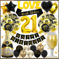 2 x Brand New Yskmefun 21st birthday decoration, birthday decoration 21, decoration 21st birthday black gold, decoration 21st birthday women, birthday decoration man 21, various party decorations - RRP €18.12