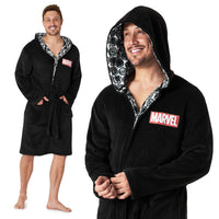 1 x RAW Customer Returns MARVEL Men s Bathrobe, Men s Fleece Lined Bathrobe S - 3XL, Gifts for Men XL  - RRP €32.26