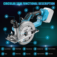 2 x RAW Customer Returns Brushless mini circular saw, cordless hand-held circular saw for Makita 18 V Li-Ion battery with 3 saw blades, 6800 RPM, pure copper motor ideal for cutting wood without battery  - RRP €169.4