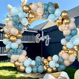 1 x RAW Customer Returns Balloons Birthday Blue Beige, 152 Pieces Balloon Garland Blue Light Blue Beige Gold, Blue White Sand Balloons Garland for Birthday Baby Shower Bridal Shower Wedding Gender Reveal - RRP €13.99