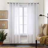 1 x RAW Customer Returns CUCRAF Sheer Voile Transparent Curtains in Linen Look with Eyelets Curtain made of Voile Polyester Eyelet Curtain Living Room Window Curtain for Bedroom Set of 2 140 X 245 cm W x H , Off White, Grommet Top - RRP €23.99