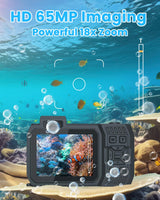 1 x RAW Customer Returns MOREXIMI 33FT Underwater Camera 4K 65MP Waterproof Camera, Underwater Camera for Snorkeling with 64GB Card Autofocus Selfie Dual Screen, Digital Camera Waterproof Compact Floatable Orange  - RRP €119.99