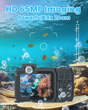 1 x RAW Customer Returns MOREXIMI 33FT Underwater Camera 4K 65MP Waterproof Camera, Underwater Camera for Snorkeling with 64GB Card Autofocus Selfie Dual Screen, Digital Camera Waterproof Compact Floatable Orange  - RRP €119.99