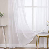 1 x RAW Customer Returns MIULEE Set of 2 Sheer Voile Curtains Rod Pocket Transparent Curtain Polyester Window Curtain Transparent Living Room Airy Decorative Curtain for Bedroom 140 x 245cm W x H , Rod Pocket White - RRP €28.02