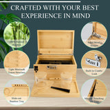 1 x RAW Customer Returns Viking Factory Large Bamboo Box with Combination Lock, Decorative Box for Home, High Quality Removable Tray with Glass Jar - RRP €55.7