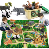 2 x RAW Customer Returns FRUSE Animal Figures Toys with 145x98cm Activity Play Mat, 12 Pieces Realistic Animal Figures with Lion, Tiger, Elephant, Safari Animal Figures Educational Toys Gifts for Children Boys Girls - RRP €63.52