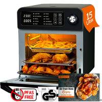 1 x RAW Customer Returns HYSapientia hot air fryer 15L with LED touchscreen, mini oven with convection 1700W, mini oven grill convection with hotplates, hot air oven 10 programs, pizza oven, Airfryer xxl, recipes in German - RRP €169.99