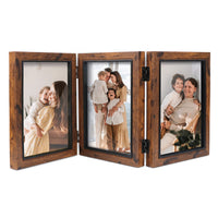 3 x RAW Customer Returns Shampsen 3 Picture Frames 13x18 Picture Frame Collage Brown with Hinge Tri-Folding Frame Table Top Desk Display, Gift for Mother, Friend - RRP €68.97