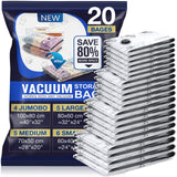 1 x RAW Customer Returns Vacuum Bags Clothing Accenter Vacuum Bags for Clothing Reusable Vacuum Bags for Clothing Pack of 20 4 Jumbo 100x80cm 5 Large 80x60cm 5 Medium 70x50cm 6 Small 60x40cm - RRP €31.25