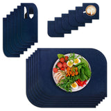 1 x Brand New VILSTO Felt Placemat Set of 18, Washable Placemats, Plate Set Coasters Glasses Cutlery Bags, Kitchen Decoration, Table Decoration Dining Table, Wipeable Placemat, Dark Blue - RRP €35.28