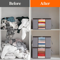 1 x RAW Customer Returns Lifewit 50L storage bag clothes, boxes storage with lid clothes storage storage box wardrobe organizer with reinforced handle for clothes bedding, 6 pieces, light gray - RRP €23.14