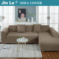 1 x Brand New Jin Le Sofa Cover L Shape Sofa Cover Corner Sofa Couch Cover L Shape Stretch 1-Seat 2-Seat, Khaki Corner Sofa Cover Washable Sofa Cover with 2 Pillowcases Anti-Slip Foams - RRP €48.59