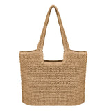 1 x RAW Customer Returns Straw Bag for Women Boho Summer Shoulder Bags Hand Woven Beach Totes for Boho Style for Travel, Dates and Vacations beige Brown - RRP €22.18