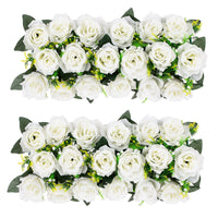 1 x RAW Customer Returns BLOSMON Roses Artificial Flowers Wedding Decoration Artificial Flowers 2 Pcs White Rose  Wedding Artificial Flower Decoration Silk Flowers Bouquet Arrangement For Home Baby Shower Table Centerpiece Decoration - RRP €35.18