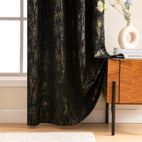 1 x RAW Customer Returns MIULEE Curtains Black Gold Velvet Curtains Curtains with Eyelets Loops Gold Curtains Curtain for Bedroom Living Room Velvet Curtains Set of 2 140 x 280 cm W x H Black - RRP €46.01