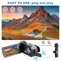 1 x RAW Customer Returns 4K Video Camera 48MP 60FPS Camcorder for YouTube, FHD1080P Video Vlogging Camera Recorder 18X Digital Zoom 3.0 270 Rotation IPS Screen Camera Camcorder, with Remote Control 2 Batteries SD Card - RRP €99.9