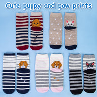 6 x Brand New Softcozy 5 Pairs Women Cute Animal Cotton Socks Multiple Colors and Styles with Cat and Dog Pattern Casual Funny Ladies Socks Gifts for Women, One Size Mix 3  - RRP €60.42