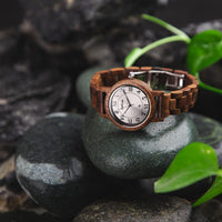 1 x RAW Customer Returns Zeitholz wooden watch for women, wristwatch, wooden strap, analogue, quartz, Wolkenstein wooden watches 36mm, 100 natural wood with Japanese quartz movement. Walnut wood  - RRP €104.89