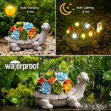 1 x RAW Customer Returns Yeomoo Solar Garden Figures Turtle Garden Decoration for Outdoors, with Succulents and 7 LED Lights Home Balcony Decoration, Figure Kawaii Gifts for Women Mom Decoration for Room Terrace - RRP €34.07