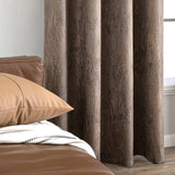 1 x RAW Customer Returns MIULEE Curtains with eyelets gold velvet curtains opaque eyelets foil print curtains gold eyelet curtains for bedroom living room set of 2 140 x 245 cm W x H brown - RRP €39.6