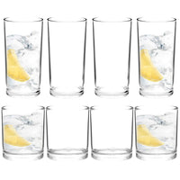 9 x Brand New Youngever 8 pieces 350ML and 500ML drinking cups, reusable water glasses, plastic glasses, plastic glasses reusable plastic cups, unbreakable glasses transparent  - RRP €296.37