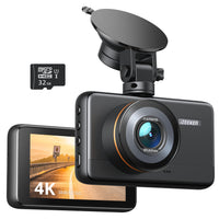 1 x RAW Customer Returns iZEEKER 4K Front Dash Cam with MicroSD Card, 4K 30FPS 1080P 60FPS Car Camera, Car Camera with Super Night Vision, WDR, Emergency Recording, Parking Monitoring - RRP €47.9