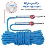 1 x RAW Customer Returns Bolatus 10mm safety rope 20 meters, nylon outdoor rescue rope high-strength rope with carabiner safety rope for emergency survival, fire rescue, load capacity 1500 KG blue  - RRP €28.49