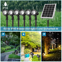 1 x RAW Customer Returns MEIHUA Solar Spotlights Solar Lamps for Outdoor Use Pack of 6 Solar Garden Lights IP66 Waterproof with Ground Spike, 3 Color Temperature Adjustable 2700K 4000K 6000K, for Gardens, Shrubs and Trees - RRP €60.5