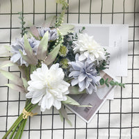 1 x RAW Customer Returns KYYLZ Artificial Flowers Artificial Plants Silk Flowers Decorative Flowers Silk Hydrangeas Flower Arrangements Wedding Bouquets Centerpiece for Home Kitchen Garden Party Festival Decor White Blue  - RRP €14.99