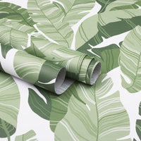 1 x RAW Customer Returns Adhesive film leaves wallpaper self-adhesive furniture film green and white decorative film 39.5 x 300 cm photo wallpaper vinyl wall covering waterproof wall sticker film DIY for wall furniture door - RRP €14.11