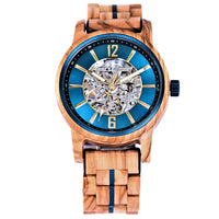 1 x RAW Customer Returns WATCHTHIS Helsinki luxury men s watch - handmade mechanical automatic wristwatch made of real wood stainless steel, precise movement, sustainable, watch including box Sky Blue  - RRP €166.9