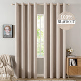 1 x RAW Customer Returns MIULEE blackout curtains with eyelets, linen look, set of 2, 225 x 140 cm, beige curtain, opaque with eyelets, thermal curtain, cold protection, curtains, living room, bedroom, heat-insulating - RRP €45.37