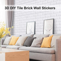 2 x RAW Customer Returns EMSMIL Pack of 10 3D Brick Wallpaper Self-Adhesive Wall Panels White 77 x 70 cm Modern Waterproof Stone Look Wallpaper Foam Wall Stickers for Bathroom Bedroom Living Room Balcony Kitchen - RRP €99.98