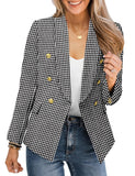 1 x RAW Customer Returns CZIMOO Women s Blazer Elegant Business Suit Jacket 3 4 Sleeve Open Front Jacket Office Blazer Suit with Button Houndstooth XL - RRP €36.29