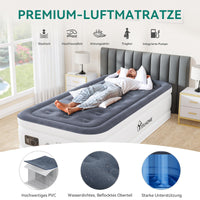 1 x RAW Customer Returns YITAHOME 2x1.5m air mattress for 2 people, self-inflating air bed with integrated electric pump, inflatable mattress bed with bag and repair patches for guest room, white blue-grey - RRP €83.38