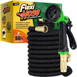 1 x RAW Customer Returns Flexi Hose with 8 Function Nozzle, Expandable Garden Hose, Lightweight and Kink-Free Flexible Garden Hose, 3 4 Inch Solid Brass Fittings and Double Latex Core, 50 Feet, Black - RRP €34.56