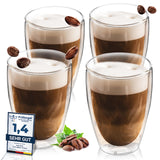 1 x RAW Customer Returns ElbFuchs Double-walled Latte Macchiato Glasses Set 4x 350ml Crystal clear double-walled thermal glasses Ideal as cappuccino glasses Coffee glasses Tea glasses - RRP €38.27