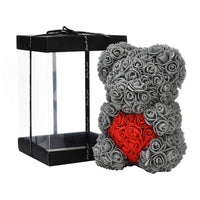 2 x Brand New Rose Flower Bear - Over 250 Flowers on Each Rose Bear - Rose Bear Gift for Mother s Day, Valentine s Day, Anniversary and Bridal Showers - Rose Flower Bear Clear Gift Box Included 10 Inches Tall Gray, 10in  - RRP €52.8