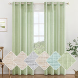 1 x RAW Customer Returns MIULEE curtains linen with eyelets voile curtains linen look curtains living room modern window curtain children s room kitchen curtains loop curtain set of 2 140 x 160 cm green - RRP €29.99