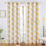 5 x RAW Customer Returns FMFUNCTEX White Gold Foil Pine Forest Opaque Curtains Eyelet Curtain Cold Protection Blackout Curtains Thermal Insulated Curtains for Living Room Bedroom 132 x 245 cm Set of 2 - RRP €169.95