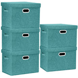 1 x RAW Customer Returns TYEERS storage box with lid large, fabric, foldable, washable, storage boxes with lid, 44 x 30 x 29 cm, 5 pieces, Aqua Spring - RRP €59.98